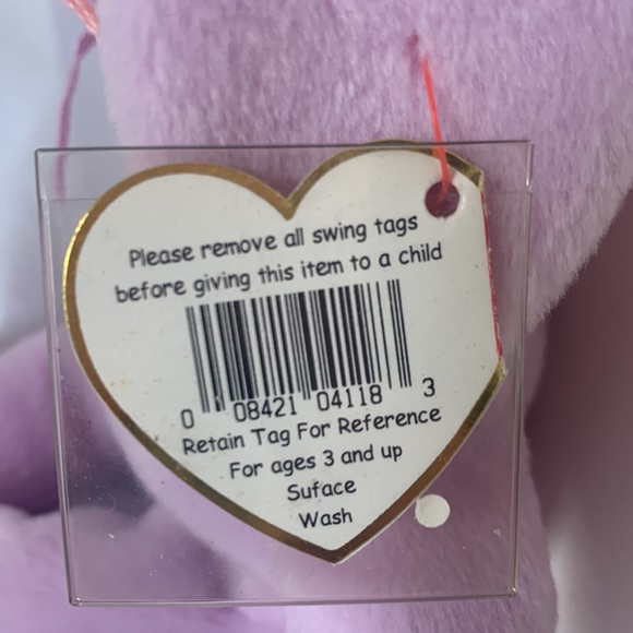 Ty easter bunny Rabbit beanie baby Floppity Lilac w tag 1996 - Picture 4 of 11